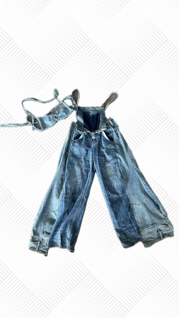 ASANI DENIM OVERALLS SET